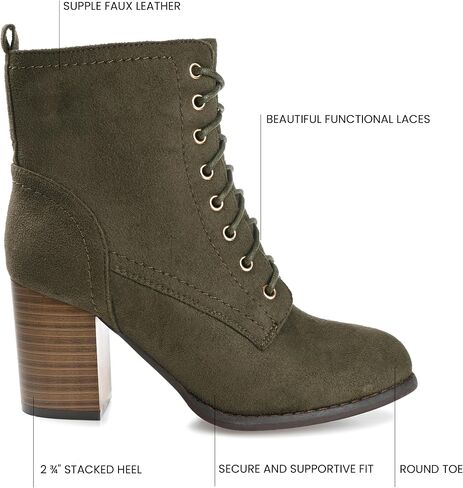 Journee Womens Baylor Lace Up Stacked Heel Booties in Saudi Arabia