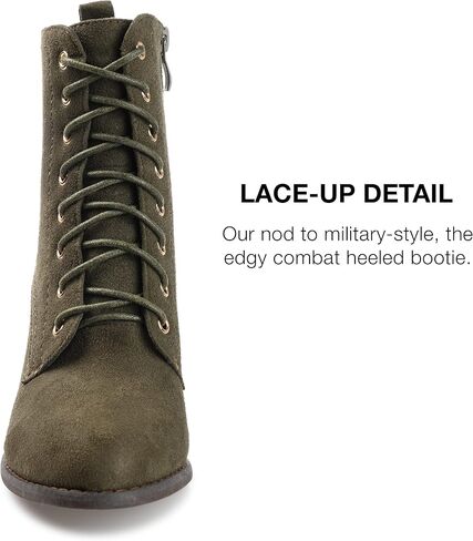 Journee Womens Baylor Lace Up Stacked Heel Booties in Saudi Arabia
