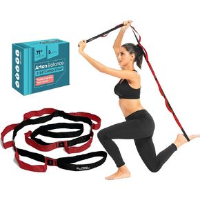Stretching Strap with 8 Loops - Non-Elastic 71'' Leg Stretching Strap- Flexibility Strap with Padded Handles - Ideal for Gymnastics, Yoga, Stretching and Physical Therapy