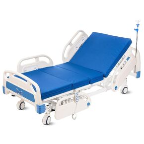 Hospital Bed Electric 5 Function, ICU Medical Bed with Trendelenburg & Reverse Trendelenburg, 5-Inch Lockable Casters for Home Hospital Use, 530LBS Loading, with IV Pole, Mattress