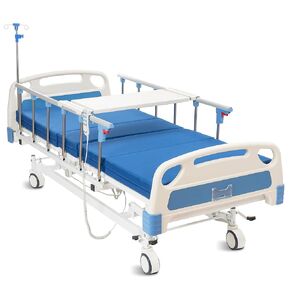 ELENKER Full Electric Hospital Bed for Home Use, ICU Medical Bed, Premium 3 Function Hospital ICU Bed with Remote Control, Center Control Mute Casters, IV Pole, Mattress, 5-Inch Lockable Casters