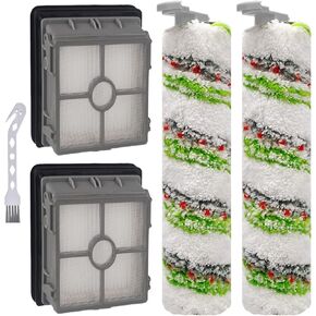 6 Pack Brushes and Filters Replacement Compatible with Bissell Crosswave X7 Pet Pro 3279 3277 3011 3055 Multi-Surface Wet-Dry Vacuum, 3 Roller Brushes, 3 HEPA Filters, 1 Cleaning Brush