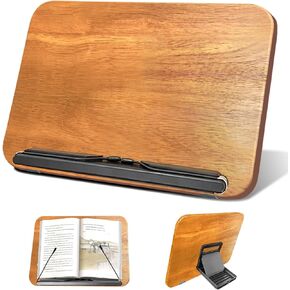 NAMON 2 in 1 Dual-use Floor Book Stand & Desktop Book Stand, Made of Wooden and Metal Build, Height Adjustable from 20-51in, Floor Holder Stand with Page Paper Clip for Cookbooks, Sheet Music, etc.