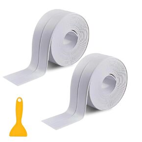 2PCS Caulk Tape Sealant Strip, PVC Self Adhesive Tub and Wall Sealing Tape Caulk Sealer for Bathroom Caulking Tape Shower Caulk (1.5" x 10.5Ft)