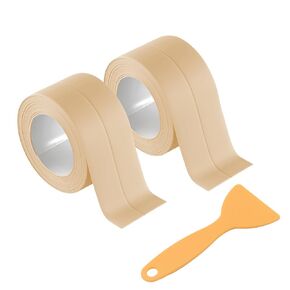 2 Rolls Caulk Tape Waterproof Sealing Self Adhesive, Caulking Sealant Strip for Bathroom Toilet Kitchen with Sealing Tool