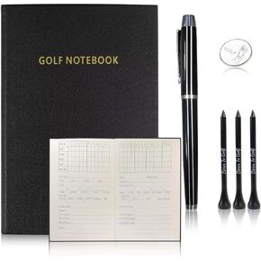 KOFULL Golf Scorecard Book, Gift Box Golf Journal Notebook Set with Pen & Ball Marker & Golf Tees, 4.33*6.49 IN 200 Pages Pocket Golf Score Book Golf Log Book Golf Notebook, Golf Gifts for Men Golfers