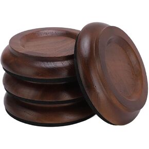 Grand Piano Caster Cups, 4 Pcs Piano Caster Pads Walnut Piano Wheels Feet Non-Slip & Anti-Noise Foam Floor Protectors Piano Casters Pad Wood Piano Caster Cups Floor Protectors for Upright Piano