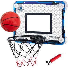 BOHEN Indoor Mini Basketball Hoops with Powerful Suction Cup, Stick to Windows, Wooden Doors, Smooth Walls - Basketball Backboard Toy Indoor Bedroom Office for Kids Teens Adults