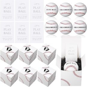 6 Sets Baseball Groomsmen Proposal Gift Box Custom Baseball Personalized with Invitation Cards and Gift Box Groomsman Gifts for Wedding Groomsman Best Men DIY Baseball Gifts