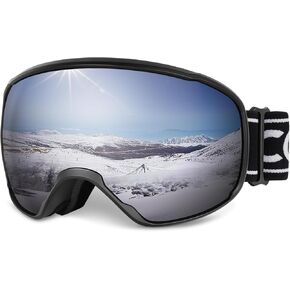 COOLOO Ski Goggles, OTG Snow Goggles for Adult Men Women Youth, Snowboard Goggles Over Glasses, Anti-fog, UV Protection
