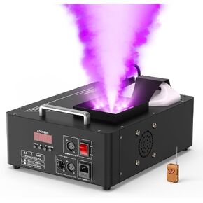 Fog Machine 1500W with Upgrated 24 RGB LED Stage Lights,Vertical Smoke Machine Wireless Remote & DMX & Manual Control for Wedding Halloween Christmas Party Stage Effect Outdoor Indoor