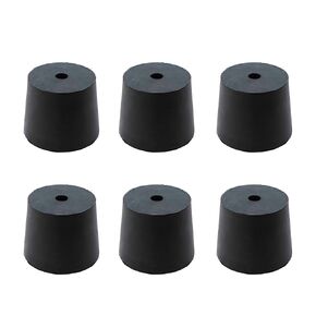 Multipurpose Rubber Stoppers with Hole 20-26mm, 6 Pack Rubber Plugs for Round Holes, Black Solid Tapered Test Tubes Bungs Stopper for Lab Home Industrial DIY Project - Rubber Corks