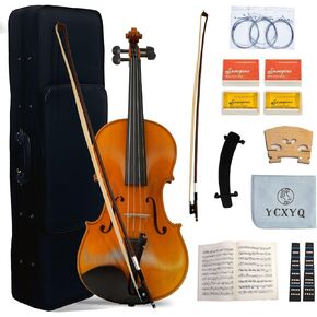 Violin 4/4 Full Size Adult Professional Violin Full Pattern Maple and Ebony Pure Handmade High-End Accessories Suitable for Beginners and Professional Performers with Other Full Accessories
