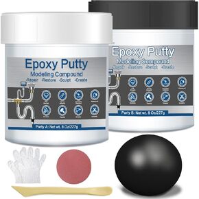 Epoxy Putty, 16 oz AB Metal Epoxy Filler Putty Fast Repair Self-Hardening Pool Putty for Leaks Underwater High Adhesive Epoxy Sculpt Clay for Metal Wood Tile Repairing, Bonding, Sculpting White