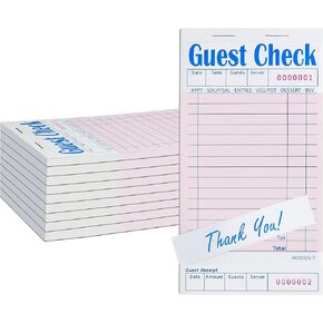 Guest Checks Server Note Pads - Restaurants Order Tickets | Waiter Checkbook 20 Pads with 50 Sheets/Pad | Perforated Waitress Notepads with Bottom Thank you Receipt (Green, 20 Pack)