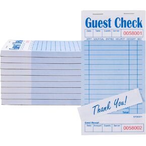 Guest Check Pads EP-3632-1 (10 Pads), Total 500 Blue Waitress Notepad, Server Order Pads (500 Sheets)