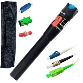 30km VFL Fiber Optic Tester - Fiber Visual Fault Locator Fiber Optic with Aluminum Body - Fiber Tester Kit Includes 3X Fiber Couplers & 3X 1ft Armored Jumper Cables