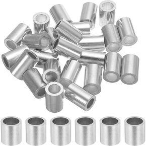 uxcell 9/16" 14mm Aluminum Crimping Loop Sleeve Single Round Ferrule for Wire Rope Cable Line End, Silver 25pcs