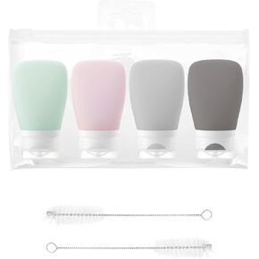 4Pcs Squeeze Salad Dressing Bottles, Squeeze Bottles for Sauces, Mini Sauce Condiment Bottles with 2Pcs Cleaning Brushes, Salad Dressing Container To Go for Lunch (2 oz, 60 ml)
