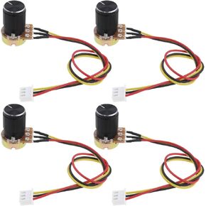 ECSiNG 4pcs WH148 B20K Adjustable Rotary Speed Potentiometer Switch JST XH2.54-3P Connector Wire and Cable Aluminum Alloy Knob Cap Nut Washer Accessories