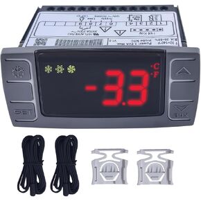 XR02CX-4N1F1 for Dixell Refrigerator Digital Thermostat Controller 120V 50-60hz with Temperature Sensor Probes Replace for Dixell Temperature Controller for Fridge-S FREEZERS Heating Appliances