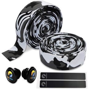 Comfort GEL Road Bike EVA Handlebar Tape Bike Bar Tape Camouflage Series Tape with Reflective Bar Plugs