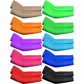 Geyoga 10 Pairs Kids Arm Sleeves Baseball Arm Sleeves Youth UV Protection Sleeves Anti-slip Ice Silk Arm Covers