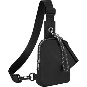 Small Sling Bag for Women & Men, Mini Crossbody Chest Bag with Detachable Coin Purse, Lightweight Travel, Hiking, and Sports Shoulder Bag(A-Black)