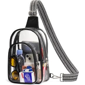 3 Pockets Clear Bag for Stadium Events Approved Clear Crossbody Sling Bag Fanny Pack Purses for Women Men