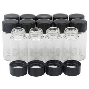 14pcs 5ml Mini Clear Glass Bottle Vials and Plastic Cap Small Essential Oil 1/6 oz Small Liquid Sample Vial Leak-Proof Vial