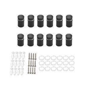 Aluminum Standoff Screws, Wall Sign Standoff Mounting Hardware Advertising Glass Standoff Nail for Hanging Acrylic Picture Frame (12, Black, 1/2" x 1/2")