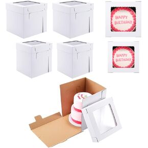 Tall Cake Boxes for Tier Cakes 14x14x12 Inch 2Pack Wedding Cake Boxes,Sturdy Tall Cake Boxes with Window,Layer Cake Carrier,Disposable Cake Containers