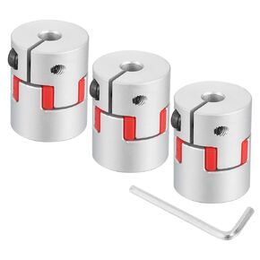 uxcell 3pcs D20 L25 5mm to 8mm Flexible Plum Shaft Coupling Aluminum Motor Connector Flexible Spider Coupler for 3D Printer CNC Machine and Servo Stepper Motor (Silver Tone/Red)