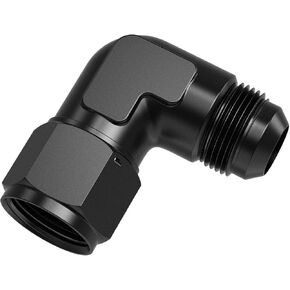 90 Degree 4AN Female to 4AN Male Swivel Flare Union Fitting Adapter, Black Hard Aluminum Hex Anodized Connector, Automotive Accessories Suitable for Vehicle Fuel Oil Line Modification