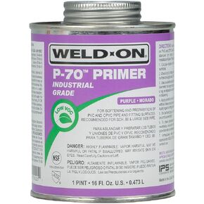 Weld-On 10225 P-70 Industrial Grade PVC/CPVC Non-Bodied Primer - Fast Acting and Low-VOC, Purple, 1 Pint (16 fl oz)