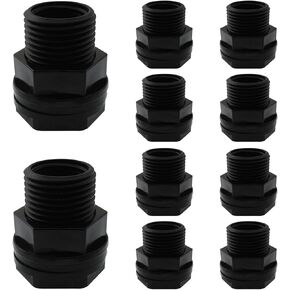 10PCS Female Connector 3/4 Male x 1/2in Female Bulkhead Tank Connector Thread Garden Hose Thread Bulkhead Fittings for Rain Barrels Water Tanks Aquariums Pools Drain Buckets