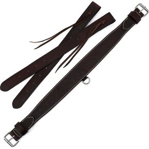 Jeereal Leather Complete Flank Cinch Set | Heavy Duty Doubled and Stitched Rear Flank Back Cinch Girth Saddle Billets Made of Heavy Oil Weighted Leather