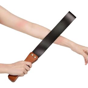 Leather Paddle with Anti-Slip Wooden Handle, Riding Crop for Horses, 19'' Equestrianism Crops