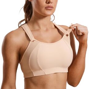 SYROKAN Women's Sports Bra Front Adjustable High Impact Support Padded Wireless Racerback Plus Size Running Bra