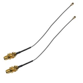 HQRP 2-Pack IPEX (UFL) to SMA Female Pigtail Cables 10cm Length with Nut Bulkhead for WiFi Router Netgear WN2500RP / WNR834B v1 v2 / WNDR4300 / N600 / N750 / N900