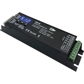 5 Channel DMX Decoder with RDM Digital Display,DMX512 Dimmer Driver PWM RGBCCT LED Controller for RGBWW RGBW or 5group White lightstrips LED Module Light Input 12V-48VDC