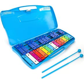 Foraineam Xylophone, 25 Notes Colorful Metal Keys Glockenspiel Xylophone, Percussion Musical Instrument with Carry Case and 2 Safe Mallets for Beginners