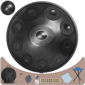 Hand Drum 22 Inches D Minor Kurd, 432Hz 10 Notes Hand Drum Instrument, Premium Steel Hand Drum for Adults(22 Inch 432Hz Gold)