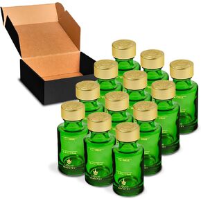 (12-pack) 1.2oz / 35mL Glass Small Sample Bottles Clear Color with Capacity Markings, Lids | 1 oz+ Leak Proof & Perfect for Whiskey, Oils, Travel, Juice, & More in Saudi Arabia
