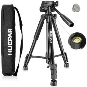 Huepar Professional Laser Level Tripod – 57-inch Adjustable Stand for Heavy Duty Laser Levels, Point Lasers, Laser Distance Measures; 1/4" & 5/8" Thread Mount, Non-Slip Feet, TPD14B