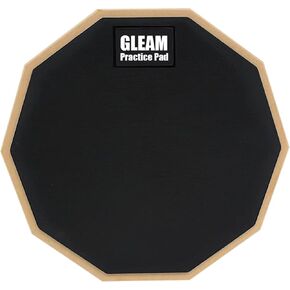 GLEAM Drum Practice Pad - 8 inch Rubber Surface High Density Compressed Wood Foam Backside (Double-sided)