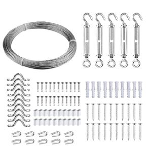 1/16 Wire Rope,1/16 Stainless Steel Wire Cable,Turnbuckles for Cables Wire,200ft 7×7 Strands Core Aircraft Cable with Turnbuckle Kit for String Light Hanging,Picture Wire Hanging,Fence Wire