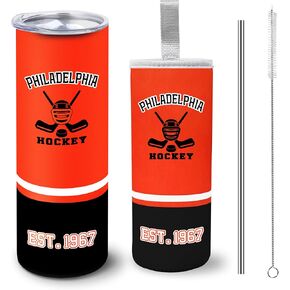 Tumbler 20oz Straight Skinny Car Cups With Insulated Cup Sleeve Portable Handle, Sports Travel Coffee Mug, Stainless Steel, Insulated,Classic Collection Practical Gifts for Fans