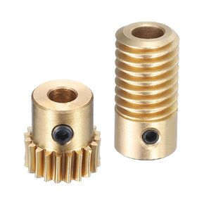 uxcell Worm Gear Set - 0.5 Module 20:1 Reduction Rate 5mm Hole Dia Gear Shaft and 4mm Hole Dia Gear Wheel 20T Drive Gear Box (Brass)