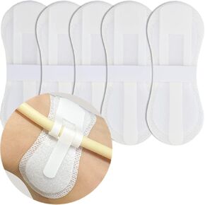 Split Drain Adhesive Bandages Feeding Tube Peg G J Tube Covers Peritoneal Dialysis PD Catheter Bordered Gauze Abdominal Pad Drain Patch Supplies Island Dressing for Nursing Care 4" x 4" (Pack of 20)
